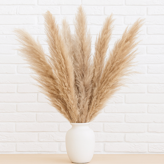 Dried Natural Pampas Grass – 45cm Tall Beige Plumes for Home Décor, Boho Weddings & DIY Arrangements
